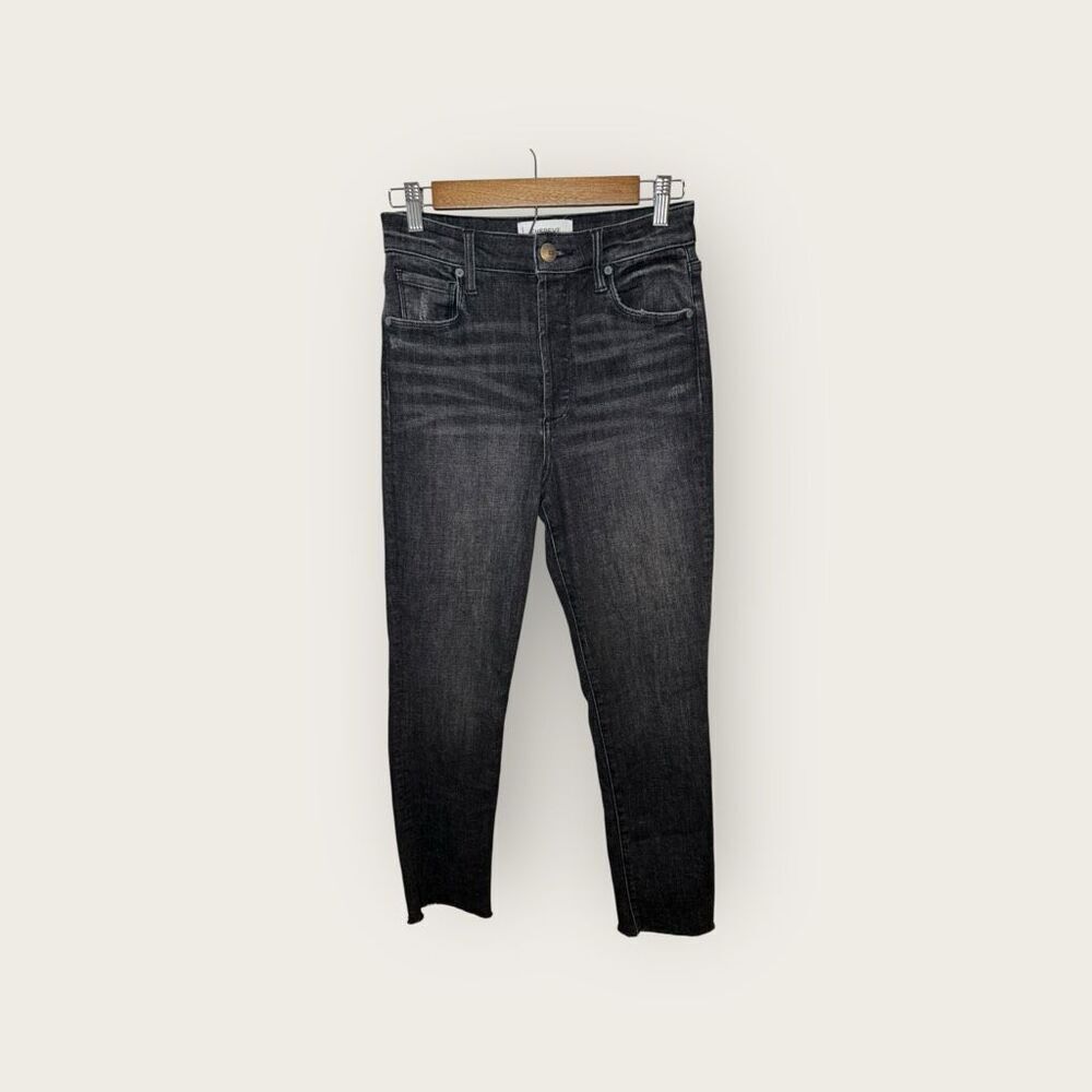 Evereve Ever Straight Jeans Black Washed Raw Hem Size 25